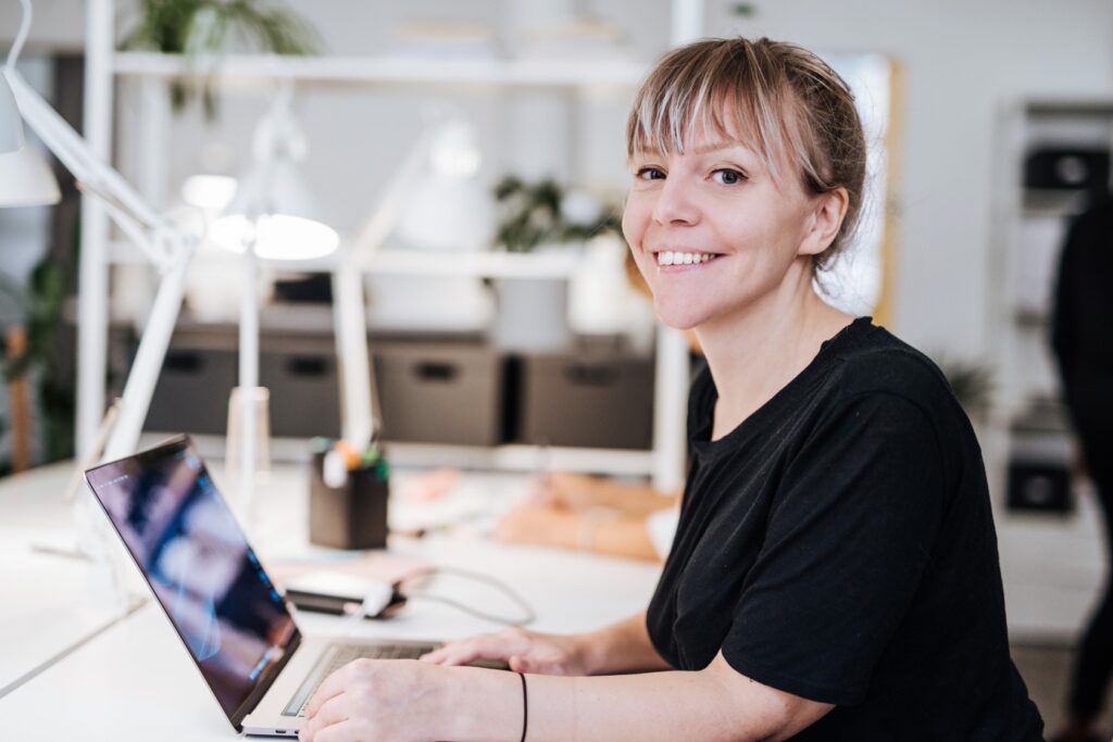 Corporate woman working on computer